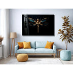 Gold Dragonfly Glass Wall Art - LUXARTDECO