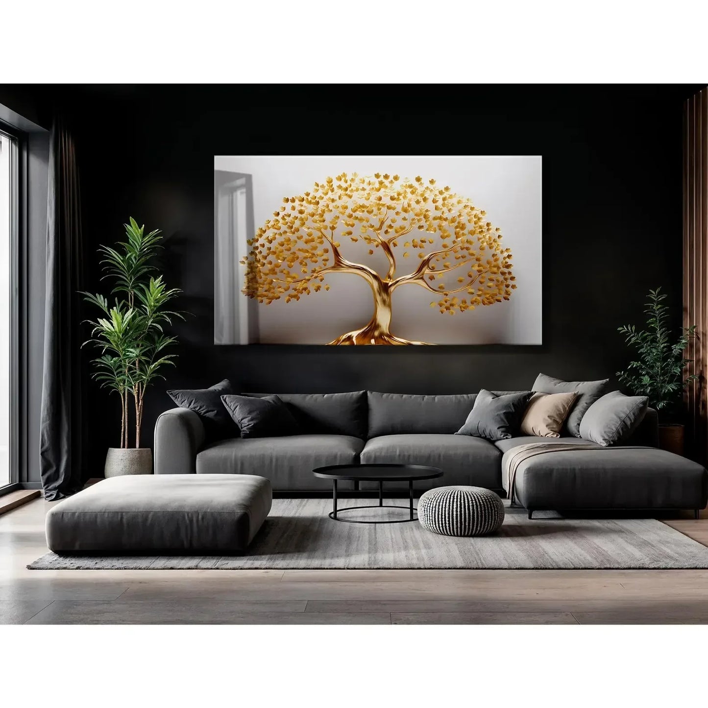 Golden Tree Glass Wall Art - LUXARTDECO