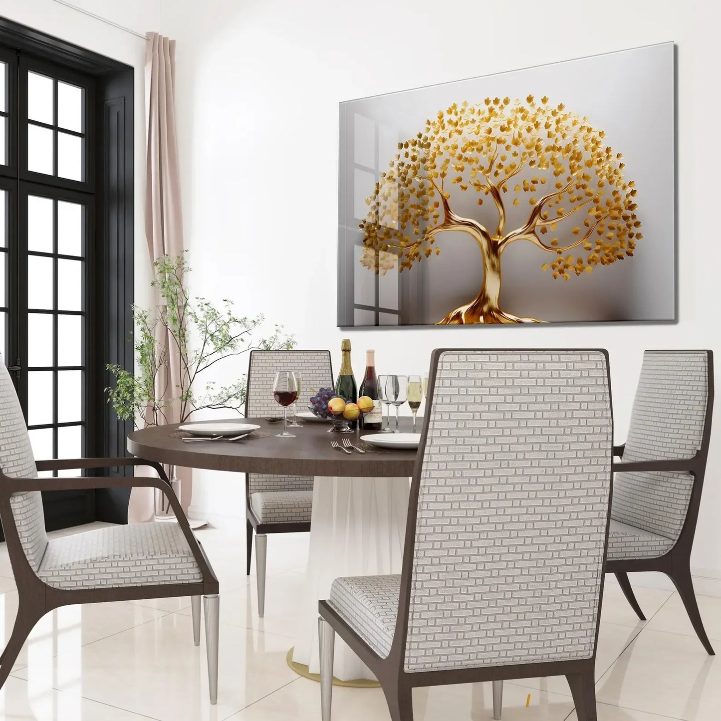 Golden Tree Glass Wall Art - LUXARTDECO