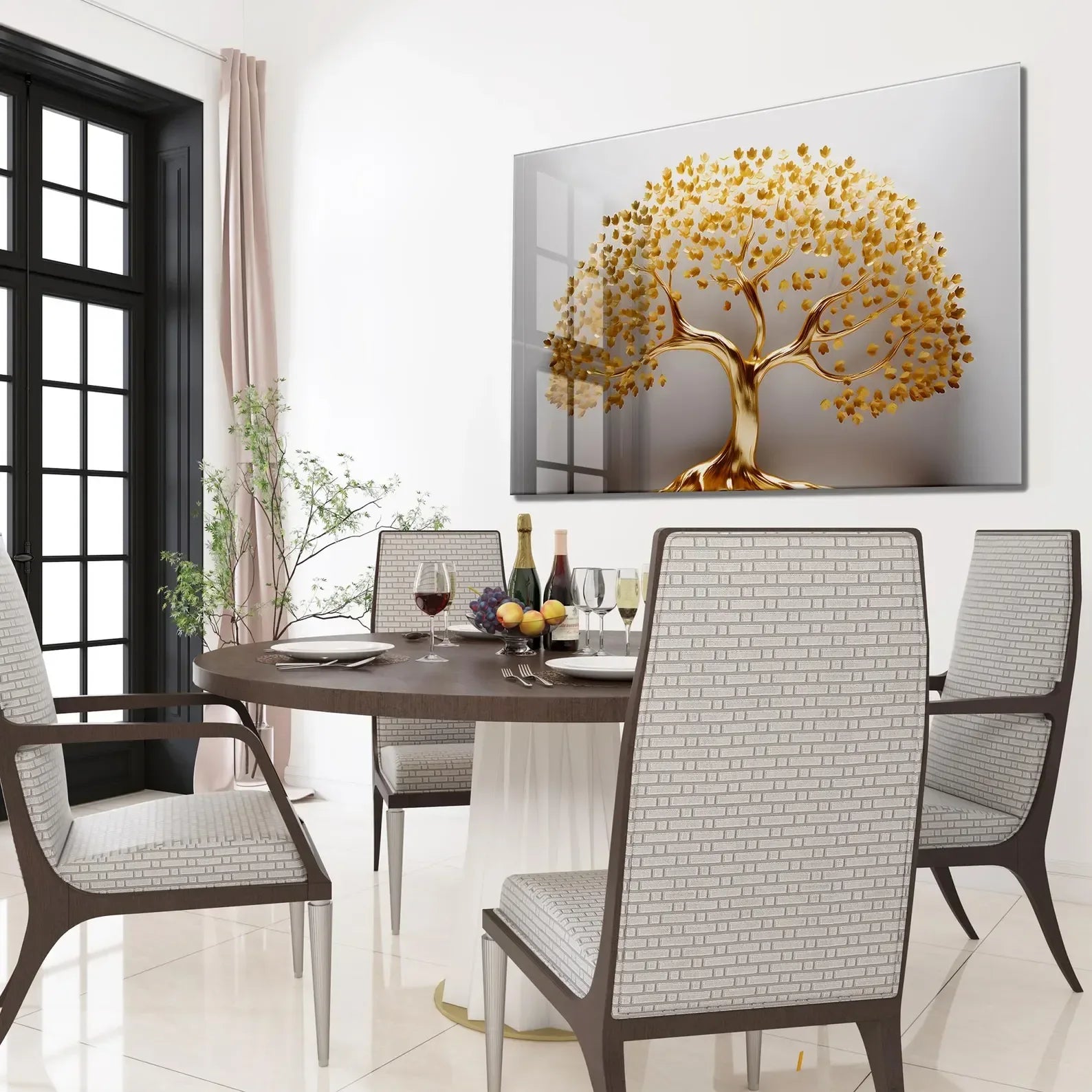 Golden Tree Glass Wall Art - LUXARTDECO