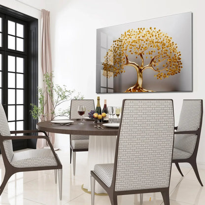 Golden Tree Glass Wall Art - LUXARTDECO