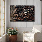 Golden Music Notes Glass Wall Art - LUXARTDECO