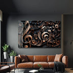 Golden Music Notes Glass Wall Art - LUXARTDECO