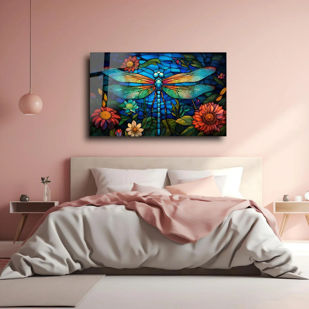 Colorful Dragonfly Glass Wall Art - LUXARTDECO