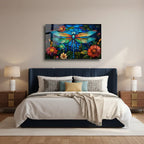 Colorful Dragonfly Glass Wall Art - LUXARTDECO
