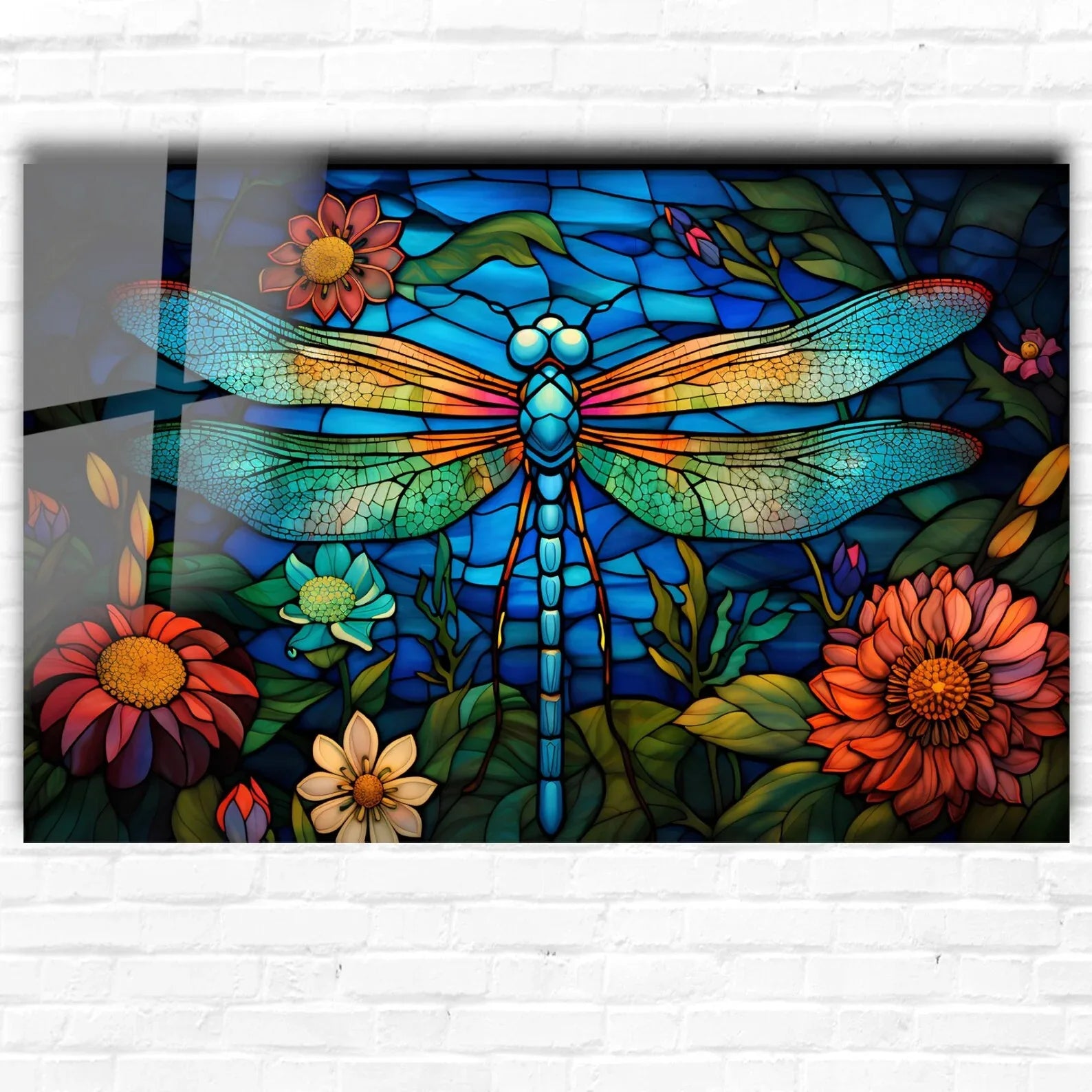 Colorful Dragonfly Glass Wall Art - LUXARTDECO