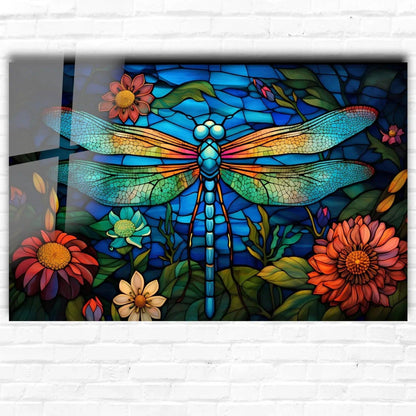 Colorful Dragonfly Glass Wall Art - LUXARTDECO