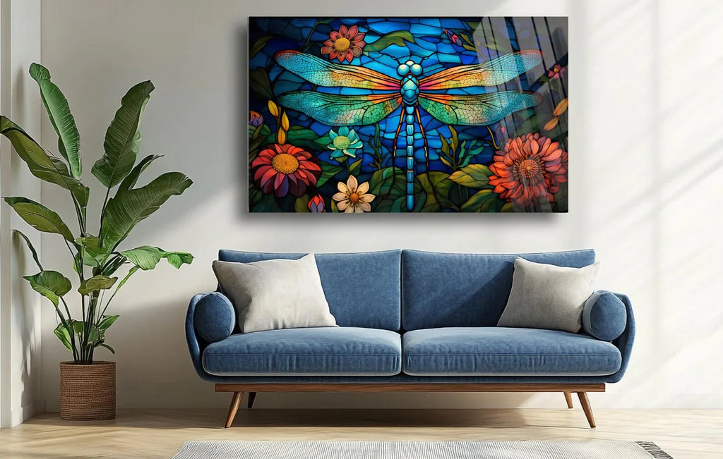 Colorful Dragonfly Glass Wall Art - LUXARTDECO