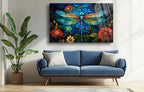 Colorful Dragonfly Glass Wall Art - LUXARTDECO