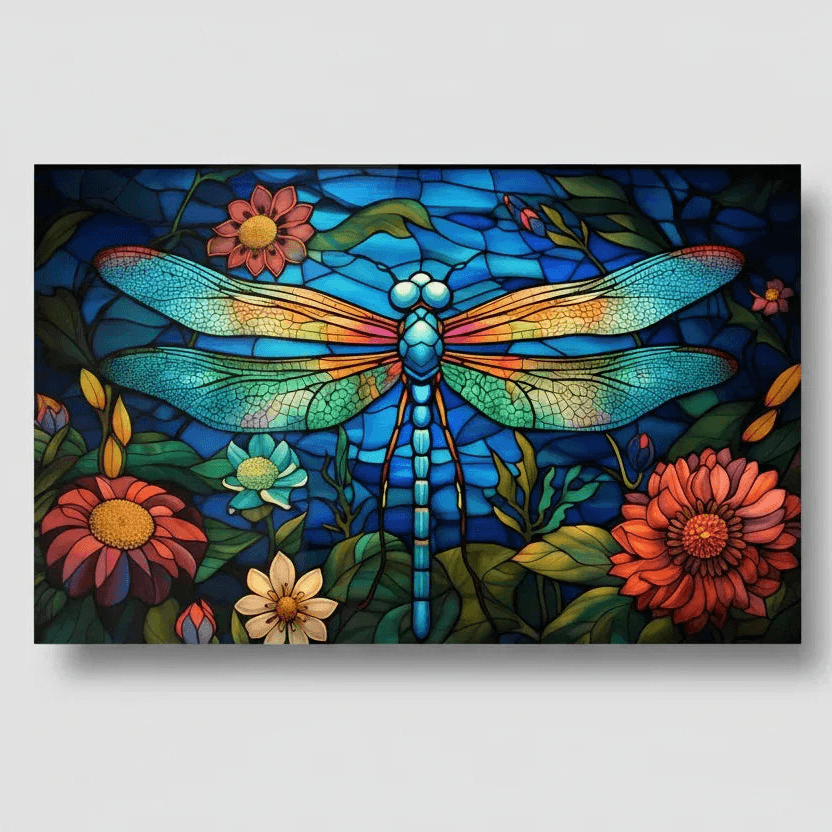Colorful Dragonfly Glass Wall Art