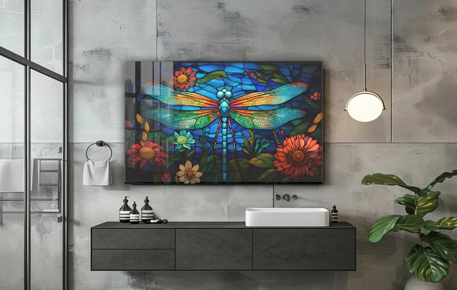 Colorful Dragonfly Glass Wall Art - LUXARTDECO