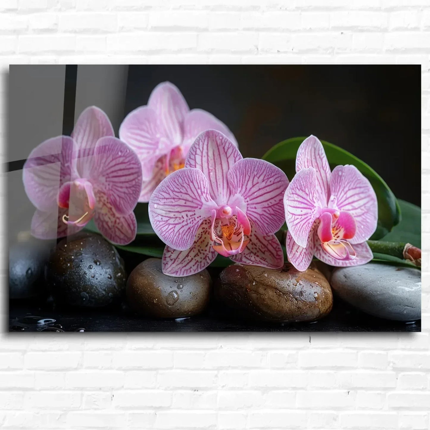 Pink Orchids Glass Wall Art - LUXARTDECO