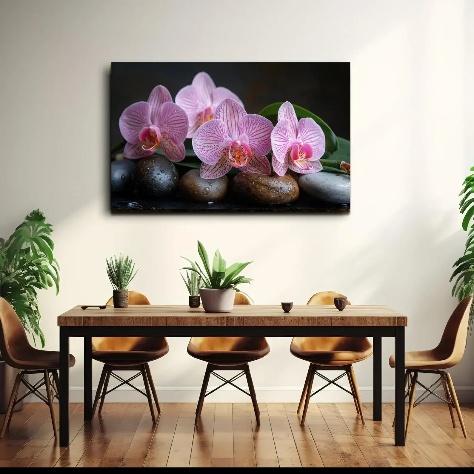 Pink Orchids Glass Wall Art - LUXARTDECO