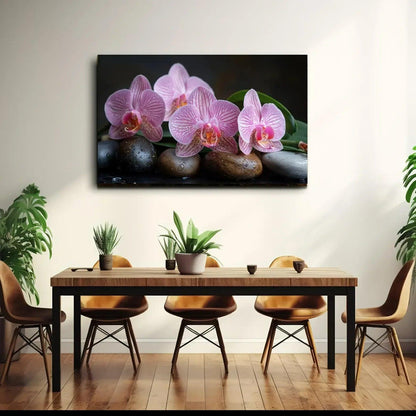 Pink Orchids Glass Wall Art - LUXARTDECO