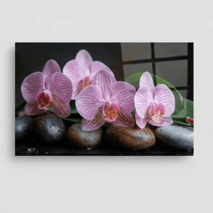 Orchidées Rose Tableau en Verre Trempé