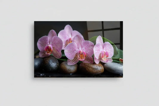 Pink Orchids Glass Wall Art - LUXARTDECO