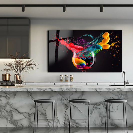 Cocktail Splash Glass Wall Art - LUXARTDECO