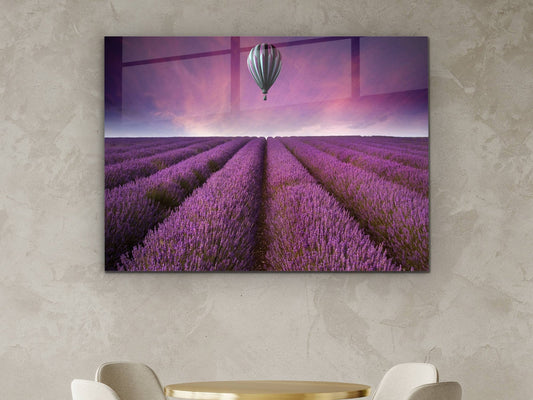 Lavender Field Glass Wall Art