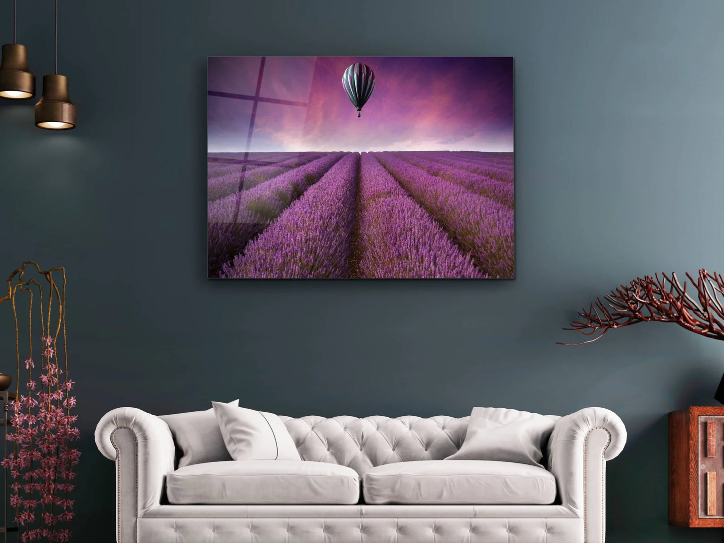 Lavender Field Glass Wall Art