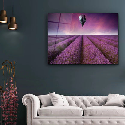 Campo di Lavanda Quadro in Vetro Temperato