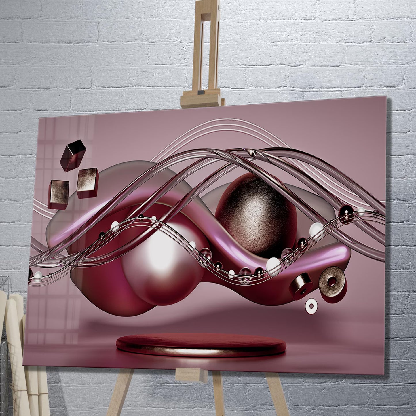 Pink Abstract Glass Wall Art