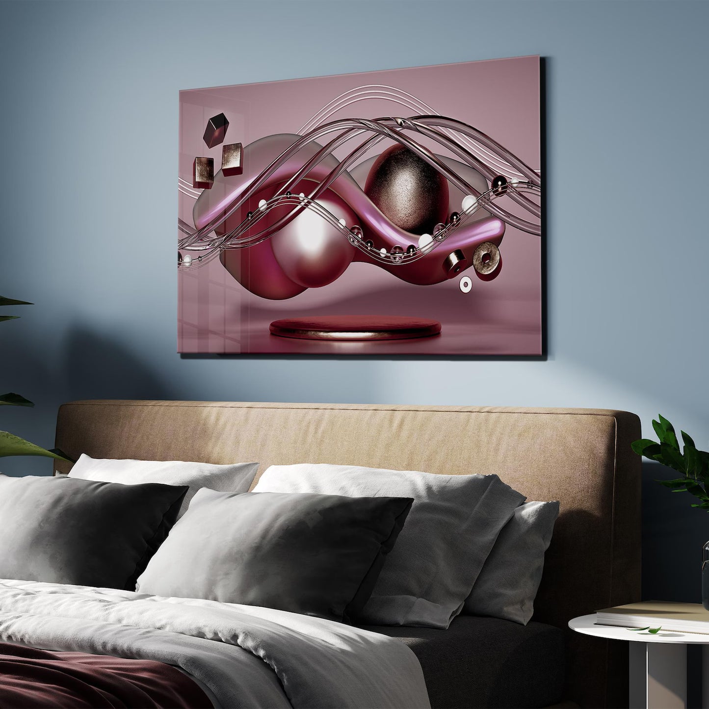 Pink Abstract Glass Wall Art