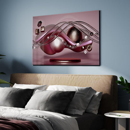 Astratto Rosa Quadro in Vetro Temperato