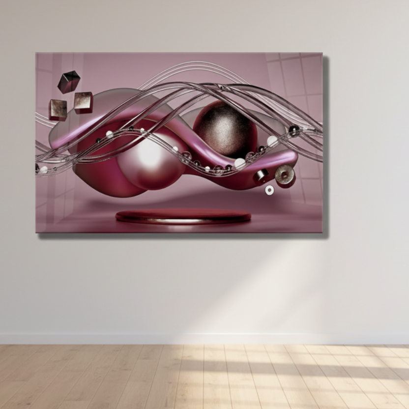 Pink Abstract Glass Wall Art