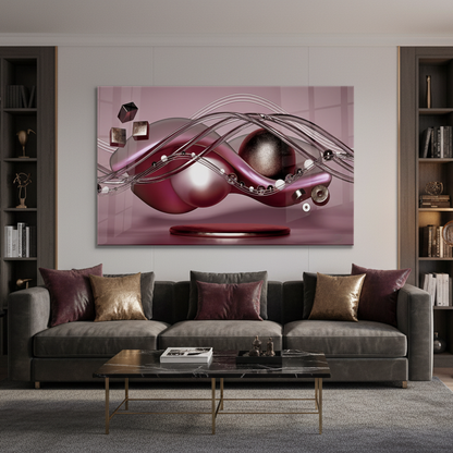 Astratto Rosa Quadro in Vetro Temperato