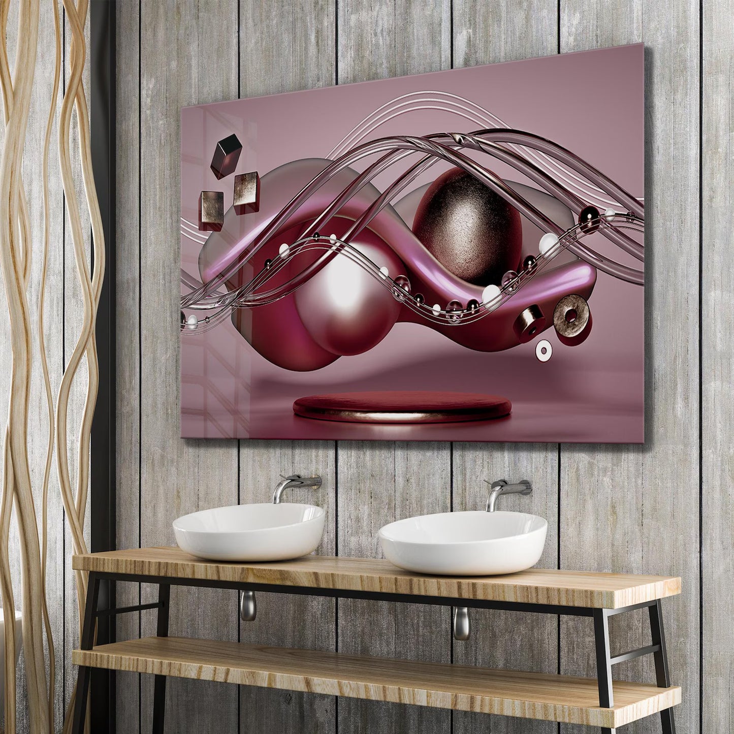 Pink Abstract Glass Wall Art