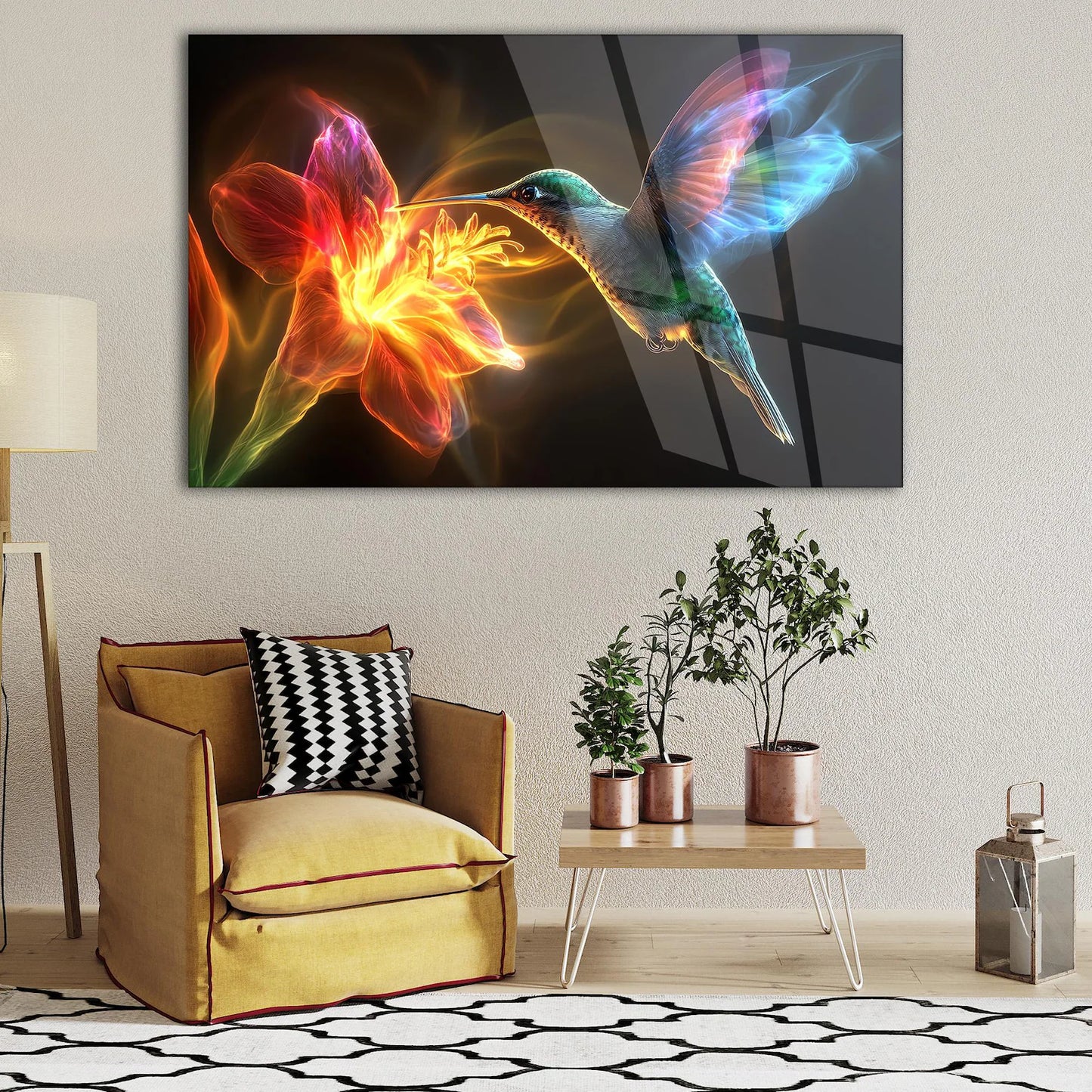 Colibrì Quadro in Vetro Temperato