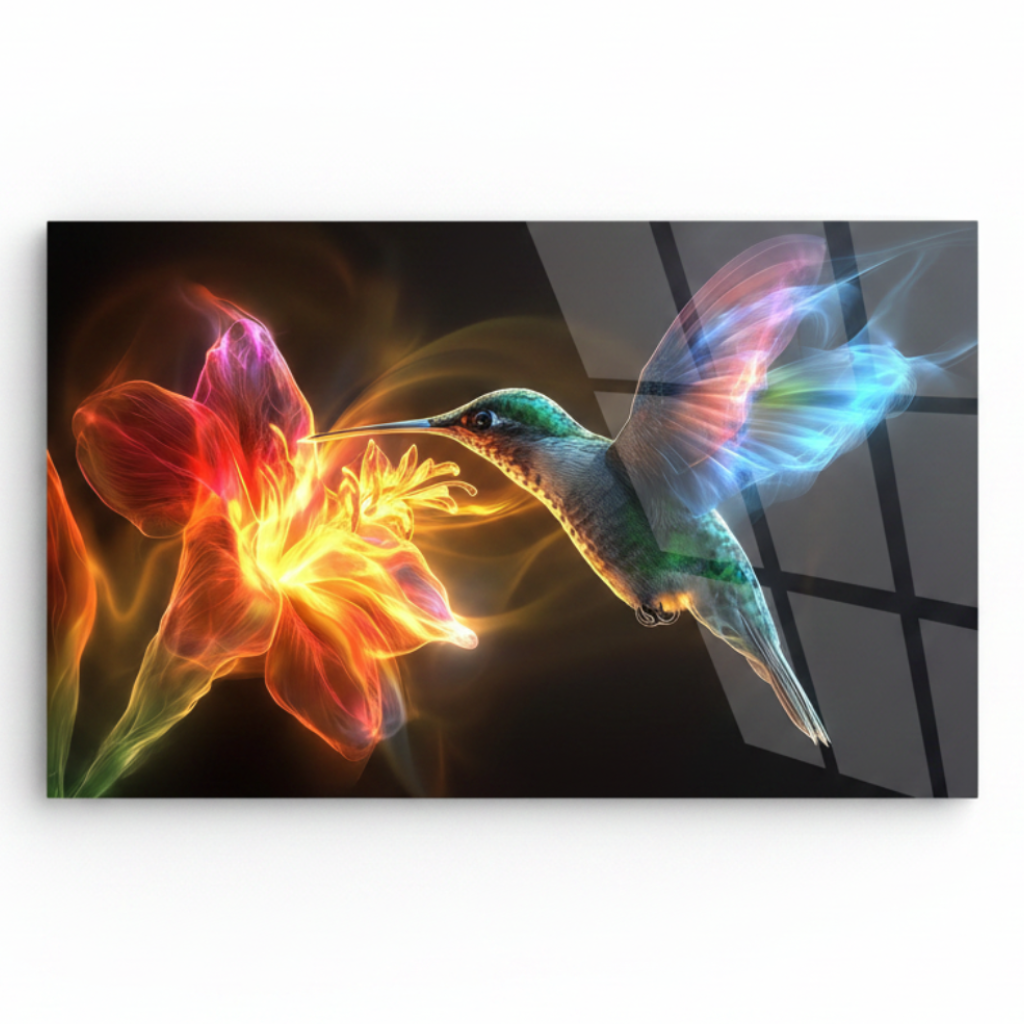 Colibrì Quadro in Vetro Temperato
