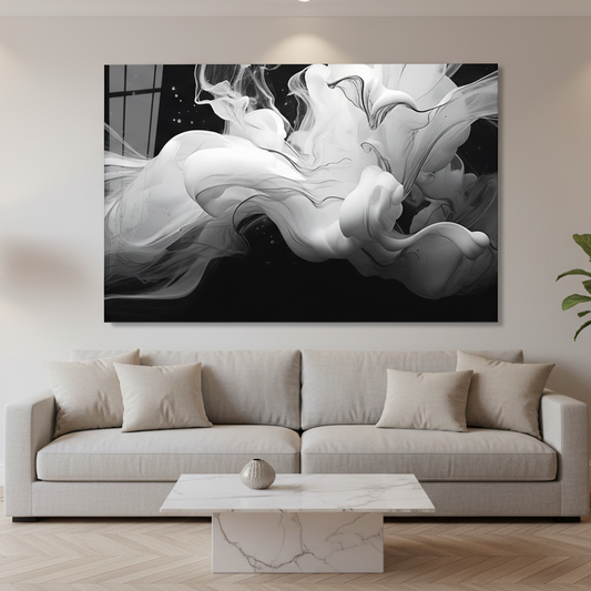 White Smoke Glass Wall Art