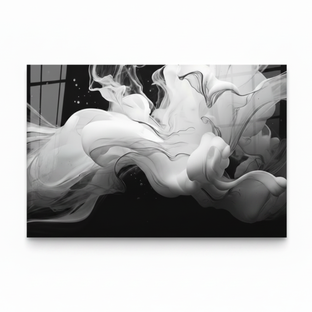 Fumo Bianco Quadro in Vetro Temperato