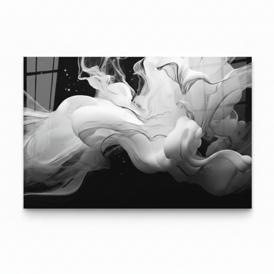 White Smoke Glass Wall Art