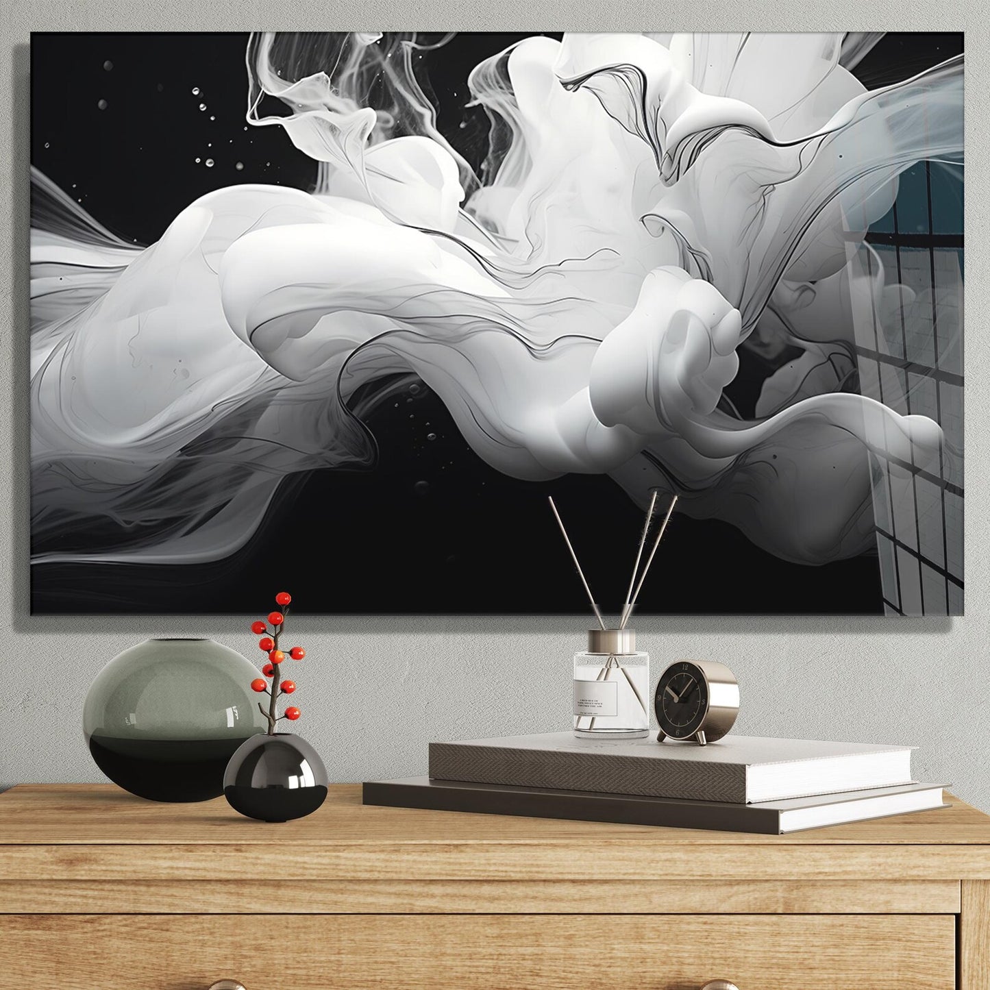 Fumo Bianco Quadro in Vetro Temperato