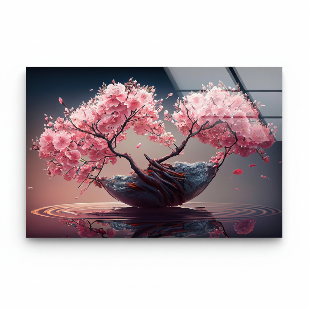 Fiori di Ciliegio Quadro in Vetro Temperato