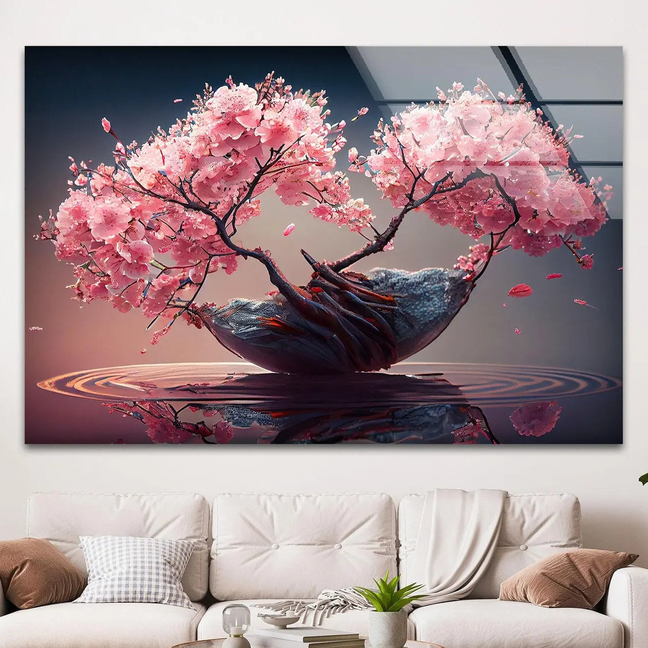 Fiori di Ciliegio Quadro in Vetro Temperato