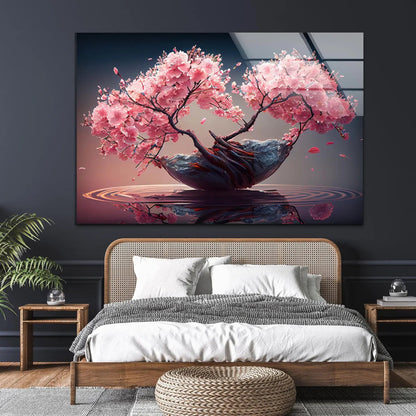 Fiori di Ciliegio Quadro in Vetro Temperato