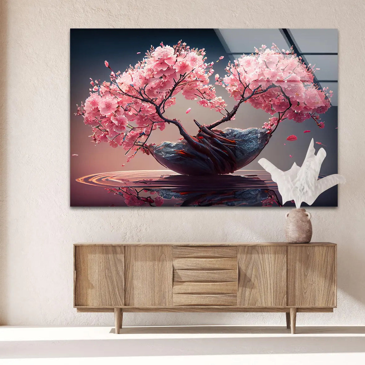 Fiori di Ciliegio Quadro in Vetro Temperato