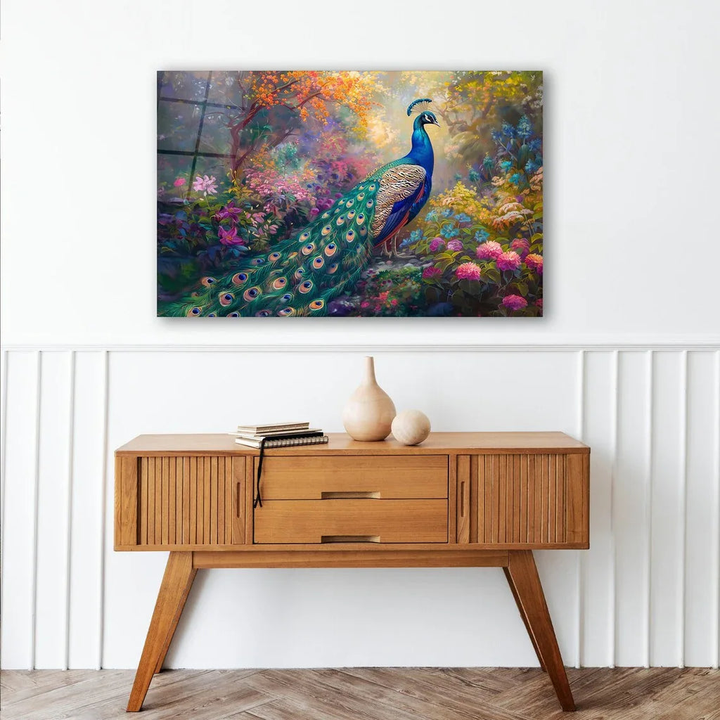 Peacock Glass Wall Art - LUXARTDECO