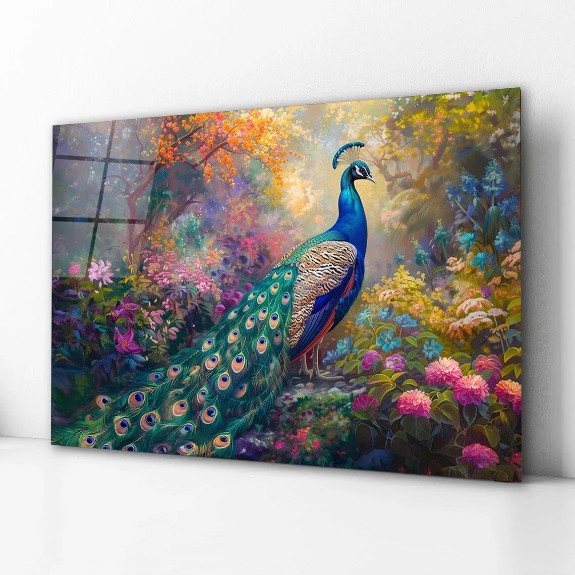 Peacock Glass Wall Art - LUXARTDECO