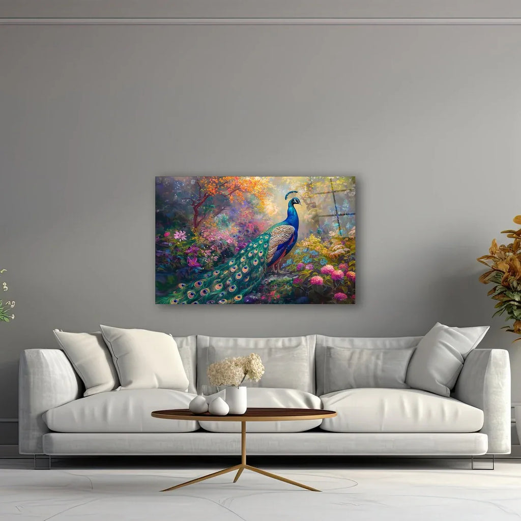 Peacock Glass Wall Art - LUXARTDECO