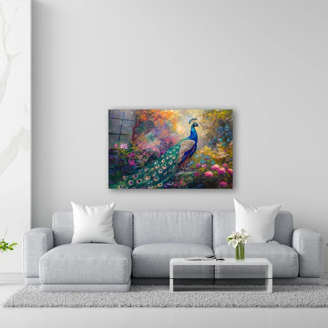 Peacock Glass Wall Art - LUXARTDECO