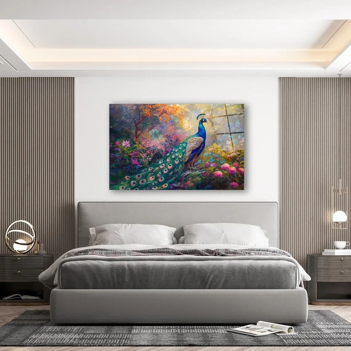 Peacock Glass Wall Art - LUXARTDECO