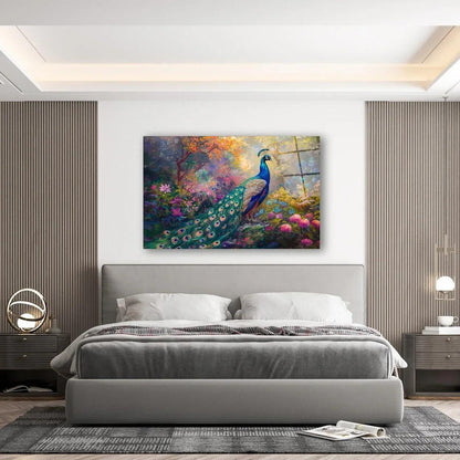 Peacock Glass Wall Art - LUXARTDECO