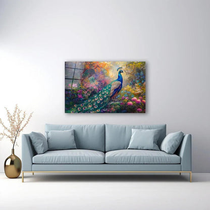 Peacock Glass Wall Art - LUXARTDECO
