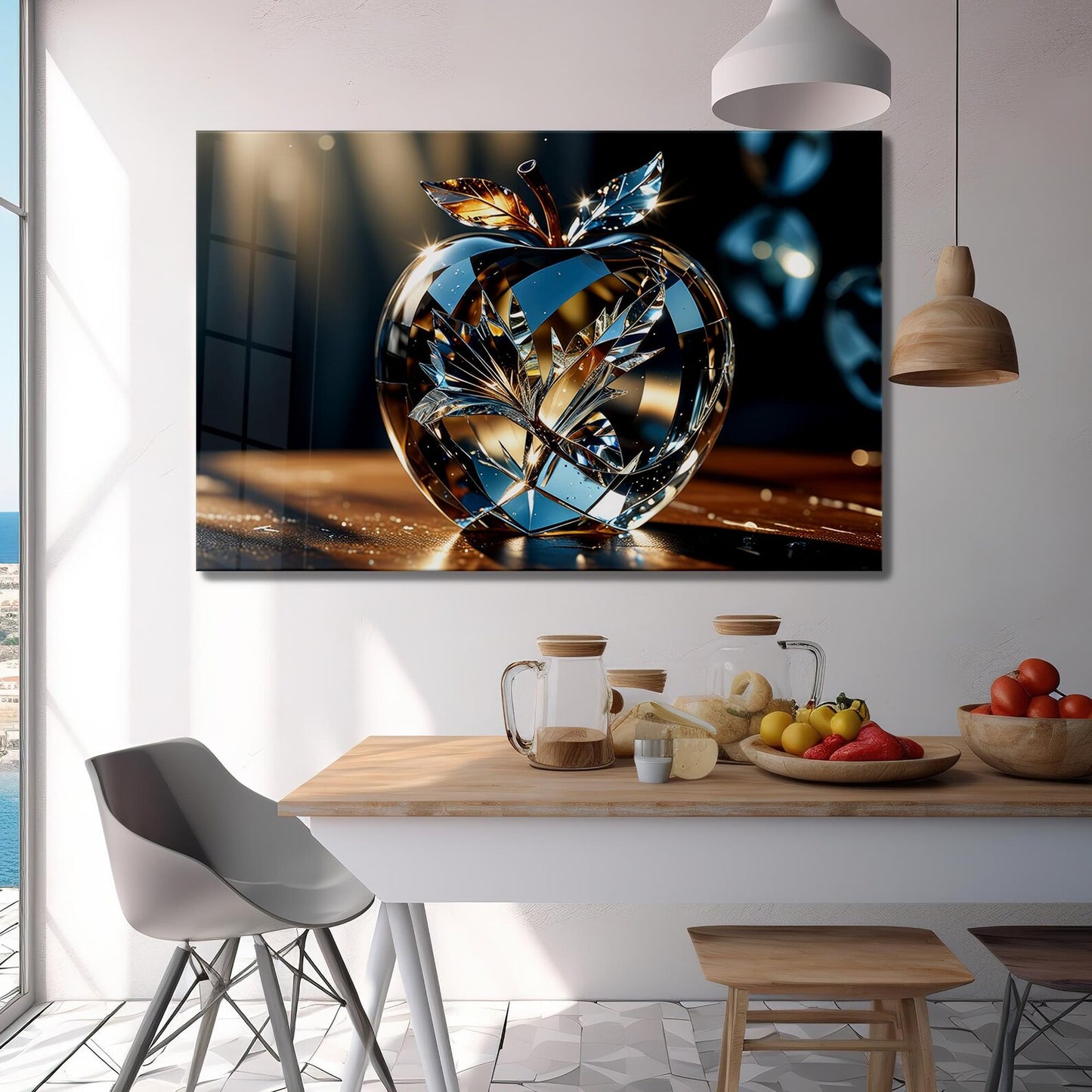 Crystal Apple Glass Wall Art