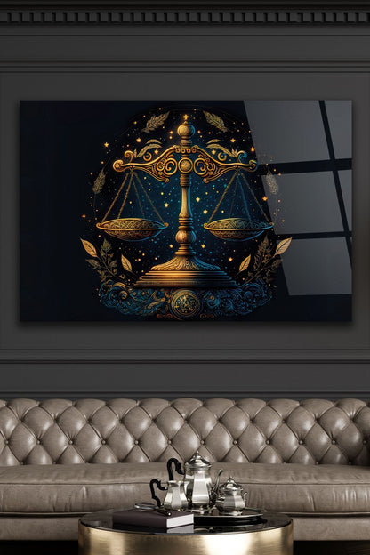 Le signe de la Balance Tableau en Verre Trempé