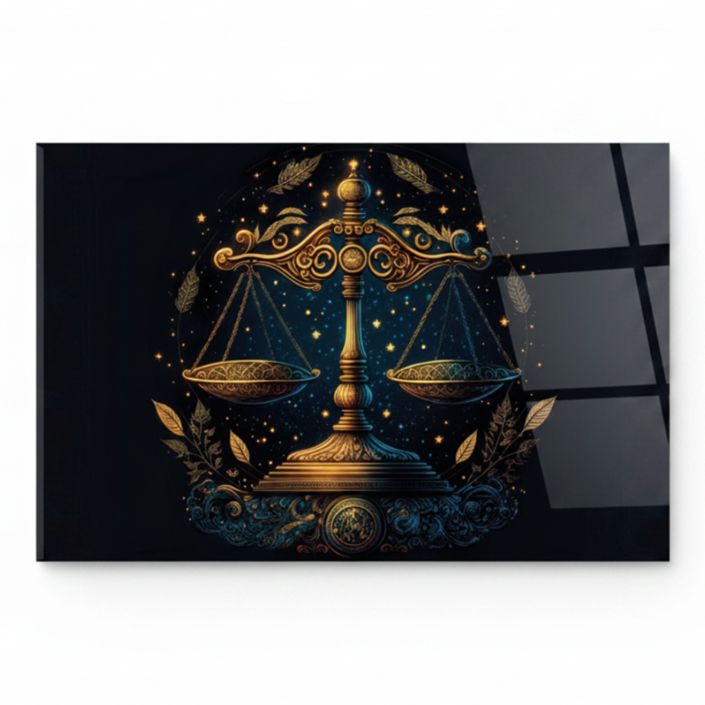 Le signe de la Balance Tableau en Verre Trempé
